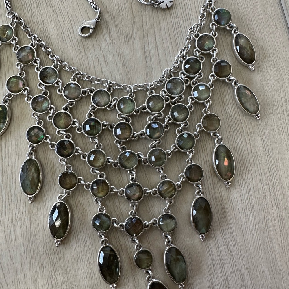 Lucky Brand Faux labradorite bib necklace